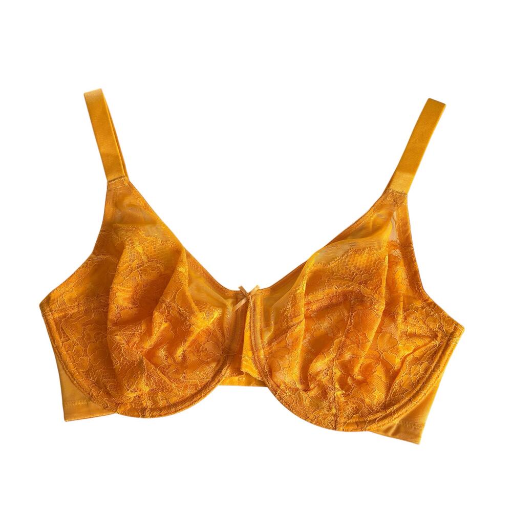 HSIA Enchante Cadmium Yellow Lace Soft Mesh Underwire Bra Women's 34DDD Lingerie - Picture 2 of 7
